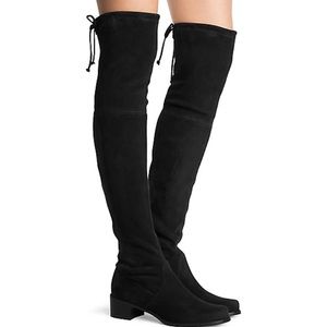 New Stuart Weitzman Midland Black Suede over the knee boots block heel